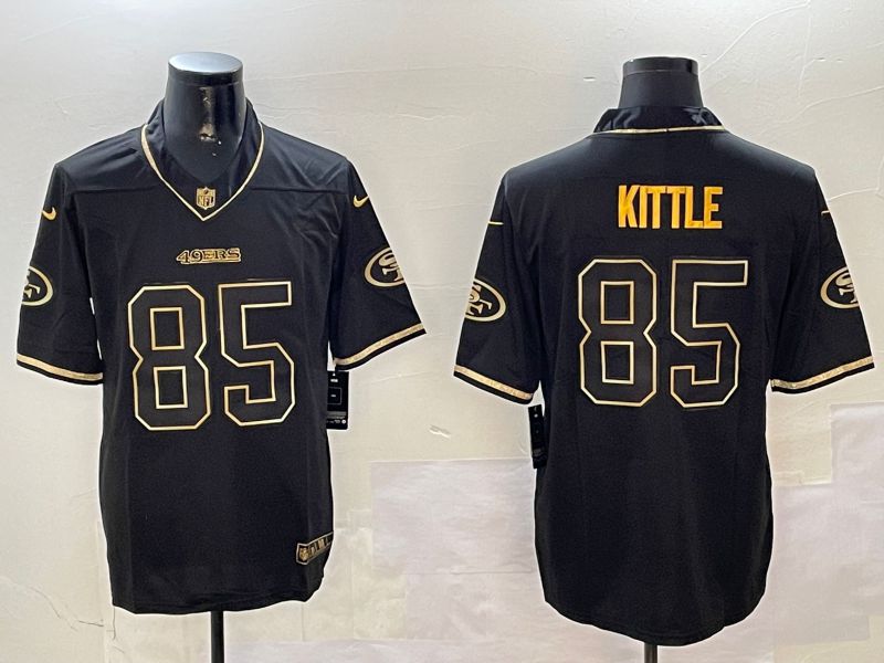 Men San Francisco 49ers 85 Kittle Black Gold Throwback 2024 Nike Limited NFL Jersey style 1
